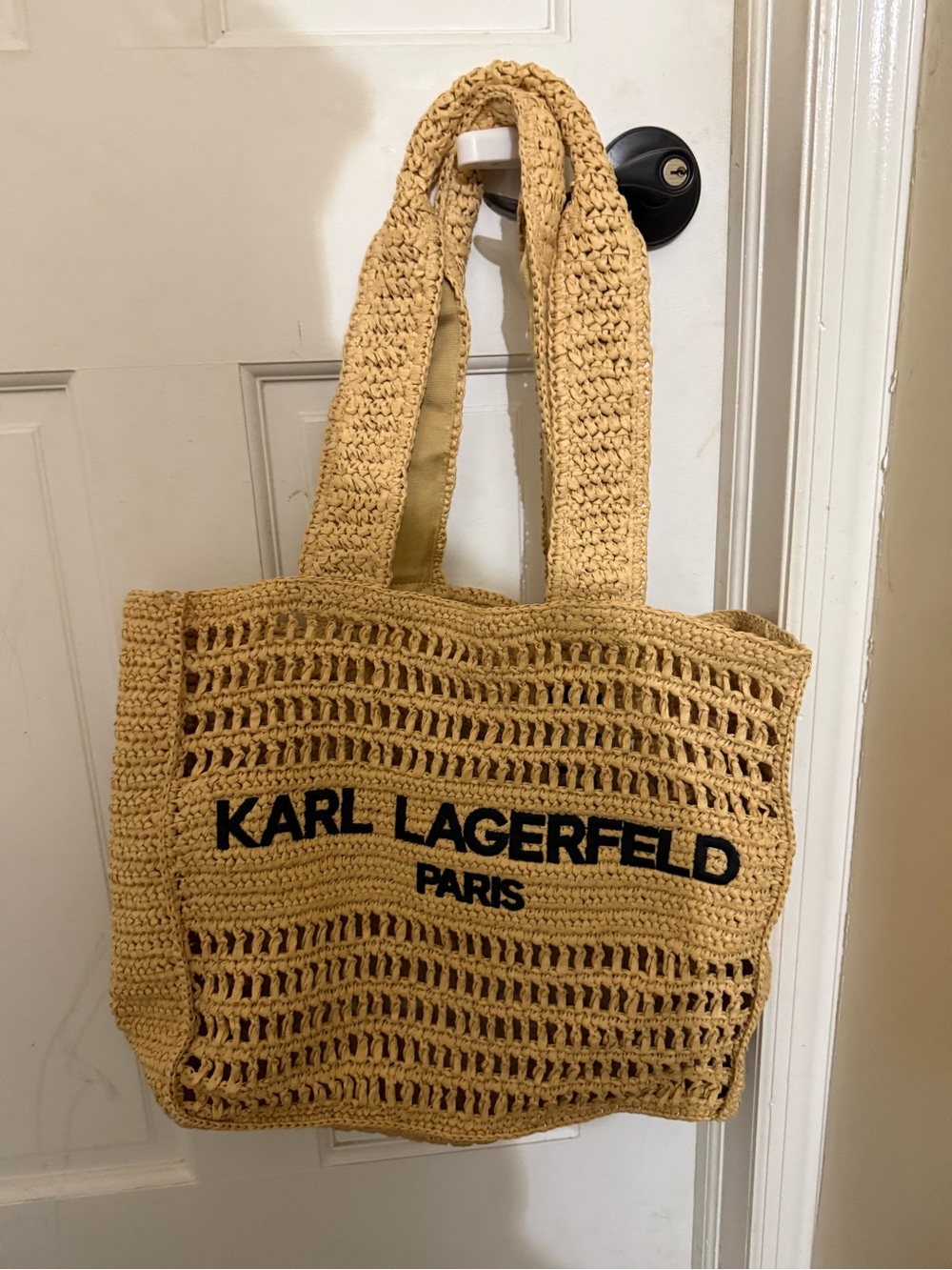Karl Lagerfeld Crochet Tote in Mustard Yellow